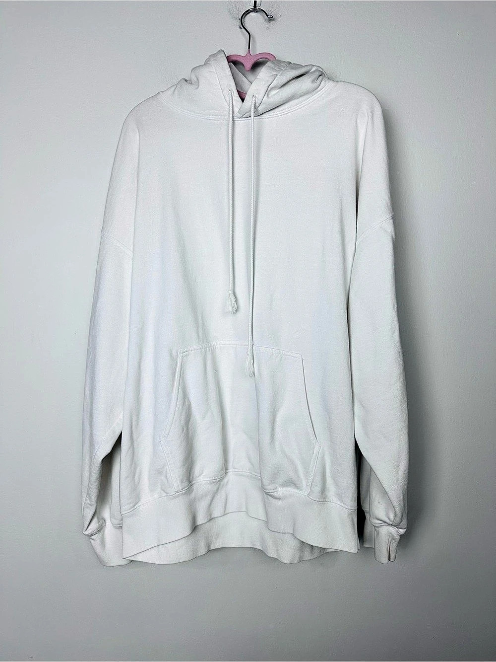 Brandy Melville White Oversized Pulled over Hoodie Size Medium